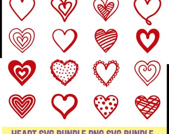 Heart Doodle SVG Bundle: Hand-Drawn Clipart (Digital Download)