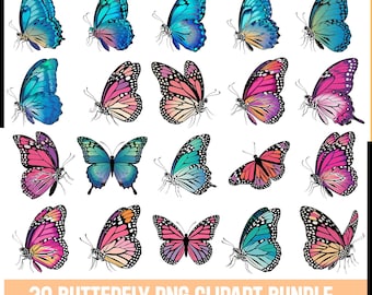 Watercolor Butterfly Clipart: Realistic PNG Illustrations (Digital Download)