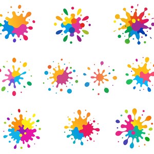 Multicolor Paint Splatter SVG Bundle, Paint Splats Svg Files, Paint Svg ...