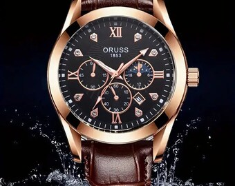 Orologio da uomo Oruss Brown Sports Fashion All-match High-end Trend cinturino impermeabile