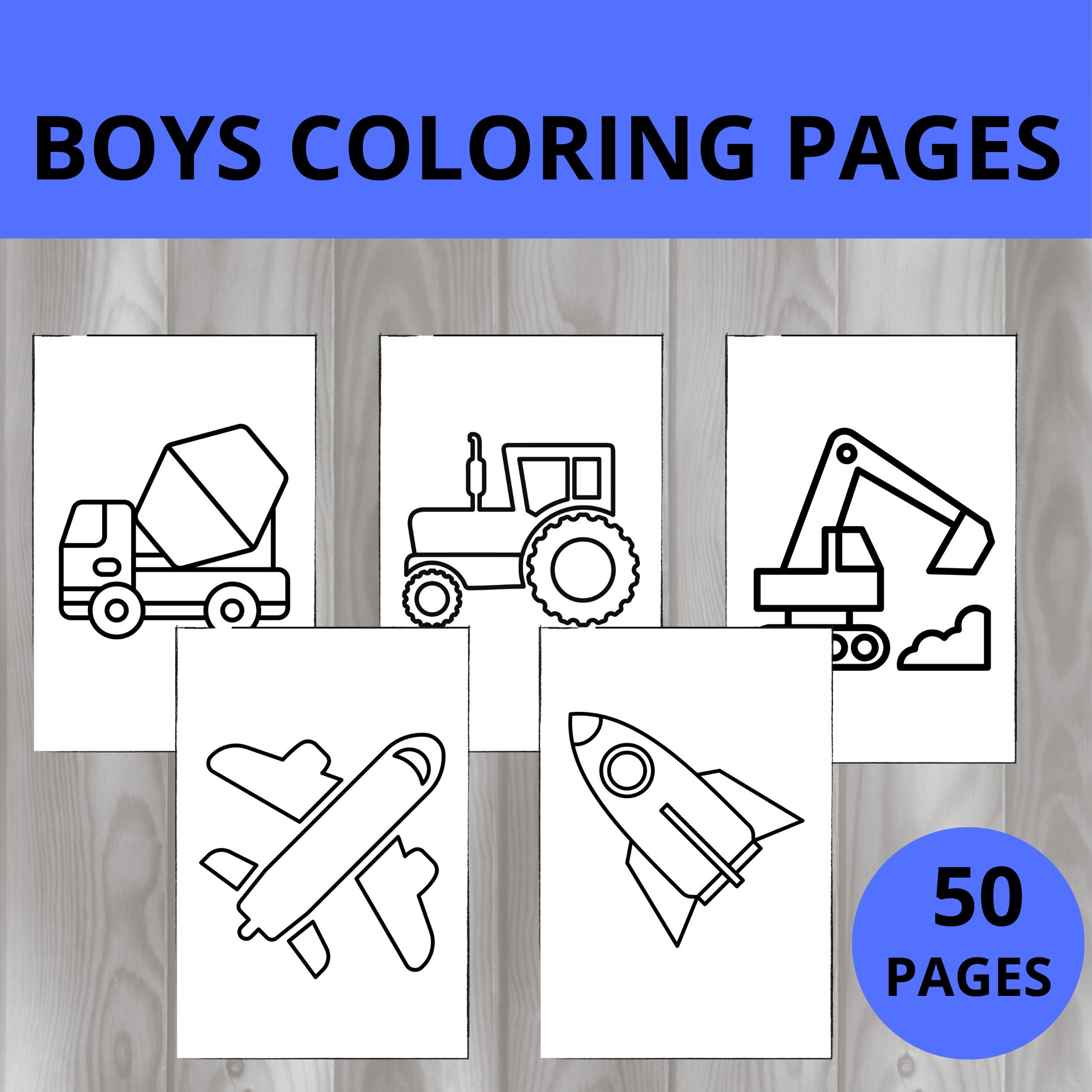Coloring Pages for Kids, Toddlers , Preschool Coloring Book, Boys