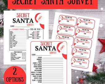 Secret Santa Survey| Secret Santa Questionnaire Printable | Team Building |Christmas Wishlist| Gift Exchange Form | Favorite Things List