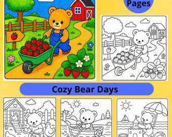 Cozy Summer Coloring Pages|Farm Animals Coloring Pages|Stress Relief Coloring Pages |Bold & Easy Coloring|Summer Coloring Book Printable