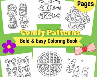 Bold and Easy Comfy Pattern Coloring Book|Pattern Coloring Pages |Busy Book Pattern| Quiet Book| Quiet Book Pattern|Zentangle Worksheets|Pdf