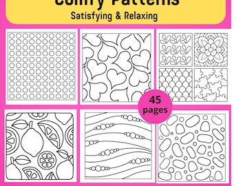 Pattern Coloring Pages|Cozy Pattern Coloring Book| |Print at home Coloring|Geometric|Satisfying|Bold Easy Coloring|Stress Relief Coloring