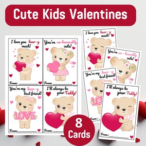 Tarjetas de San Valentín/Tarjetas de San Valentín con osito de peluche ... del día de San Valentín/Tarjetas de San Valentín para niños/Tarjetas divertidas de San Valentín/Intercambio de San Valentín