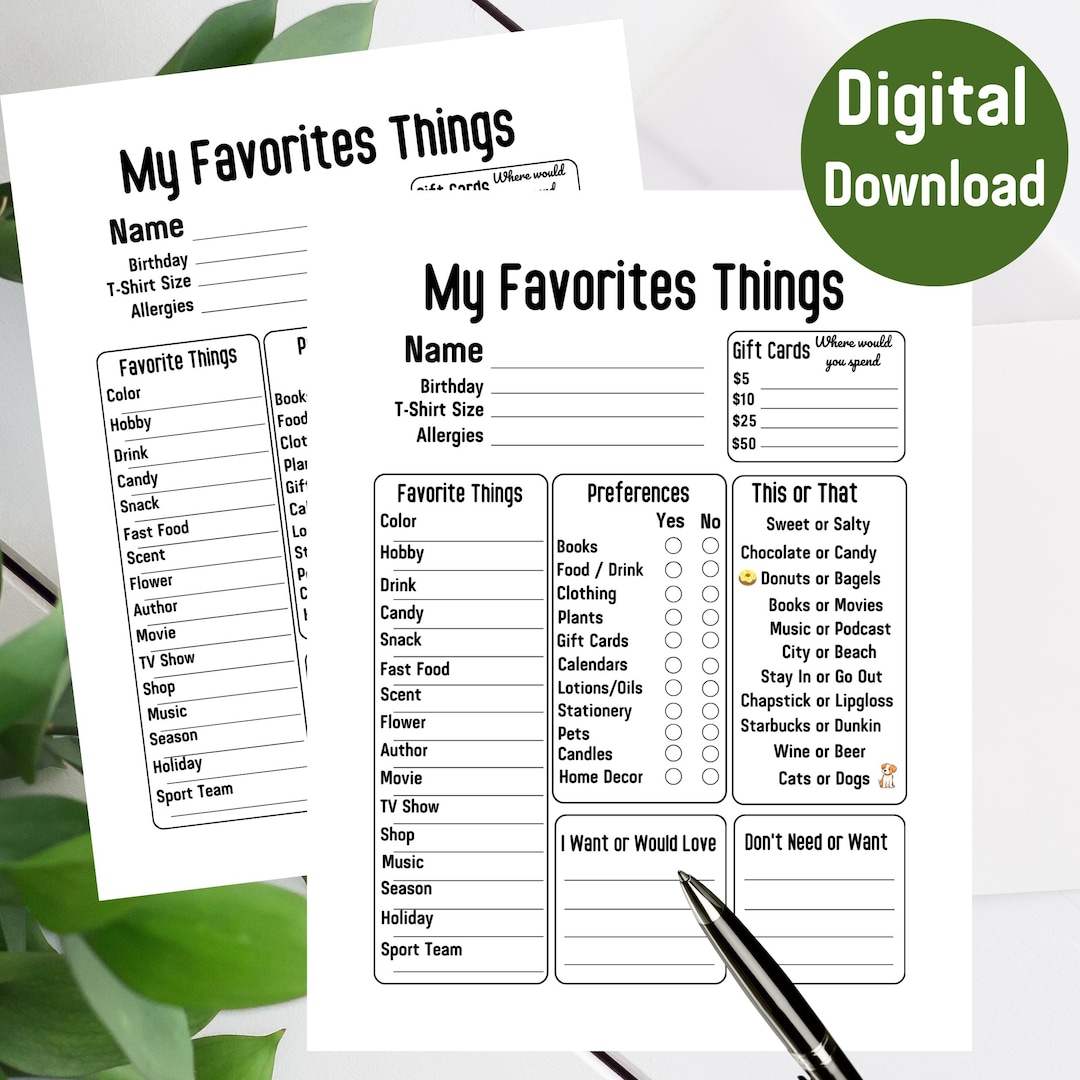 Favorite Things List Employee Favorites Employee Favorite Things