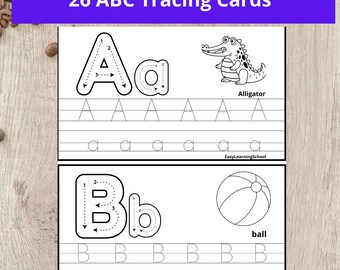Kindergarten Prek Letters Worksheets |26 ABC Phonics Tracing Cards |Alphabet Tracing |Preschool Printables |Abc Busy Book |ABC Coloring Book