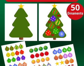 Christmas Tree Ornaments Craft Kit Printable | DIY Christmas Tree| DIY Ornament Kit|  Craft Kits for Kids| Kids X - mas Card and Build Kit