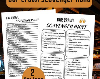 Bar Crawl Scavenger Hunt| Bar Scavenger Hunt| Bar Crawl Bingo| Adult Scavenger Hunt | Bar Crawl Games| Birthday Bar Crawl|Bachelorette Games