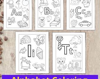 Printable Animal Alphabet Coloring Baby Alphabet Book Baby Shower Abc Book Babys First abc Book Toddler AbC Busy Book Preschool Coloring