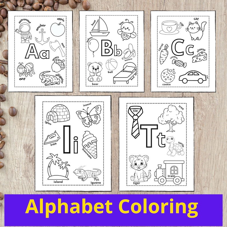 Printable Animal Alphabet Coloring Baby Alphabet Book Baby Shower Abc ...