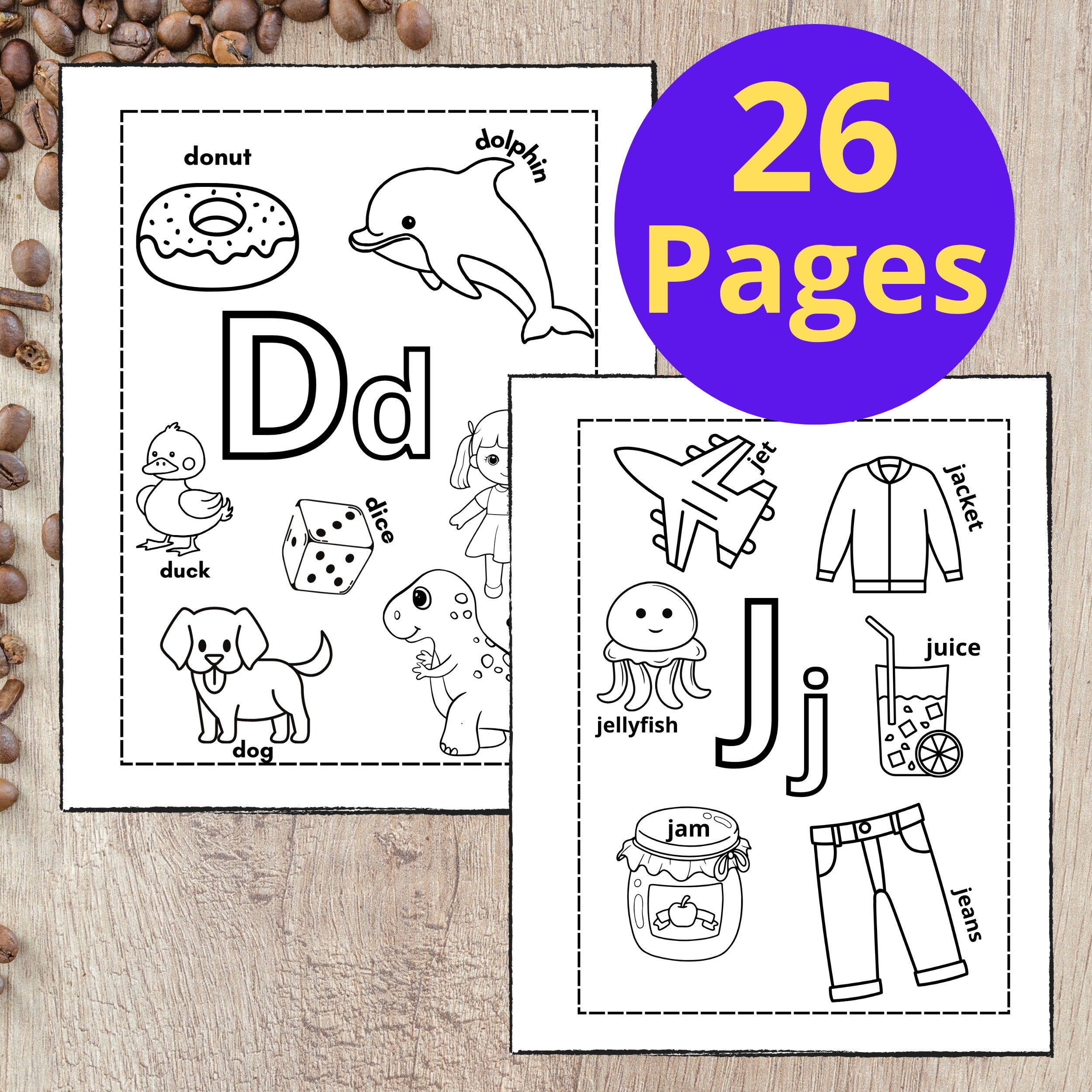 Printable Animal Alphabet Coloring Baby Alphabet Book Baby Shower Abc ...
