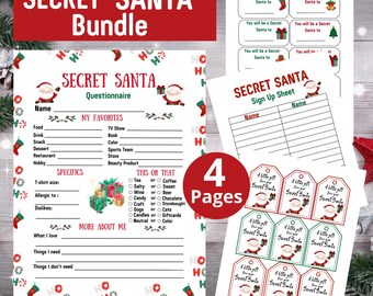 Secret Santa Wish List Download| Secret Santa Survey| Family Christmas Gift Questionnaire|Favorite Things List| Employee Favorites|