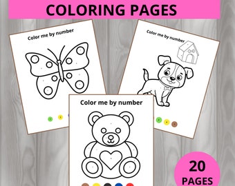 Color by number Pages kids Toddlers Easy Coloring Preschool Activity Paint by number kit  Spring Coloring Pages Procreate Coloring abc book