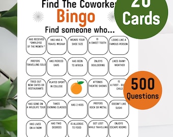 Coworker Bingo | Team Building Games | Team Building |Employee Favorites |Employee Bingo|Find The Guest Bingo |Ice Braker Games|Mingle Bingo