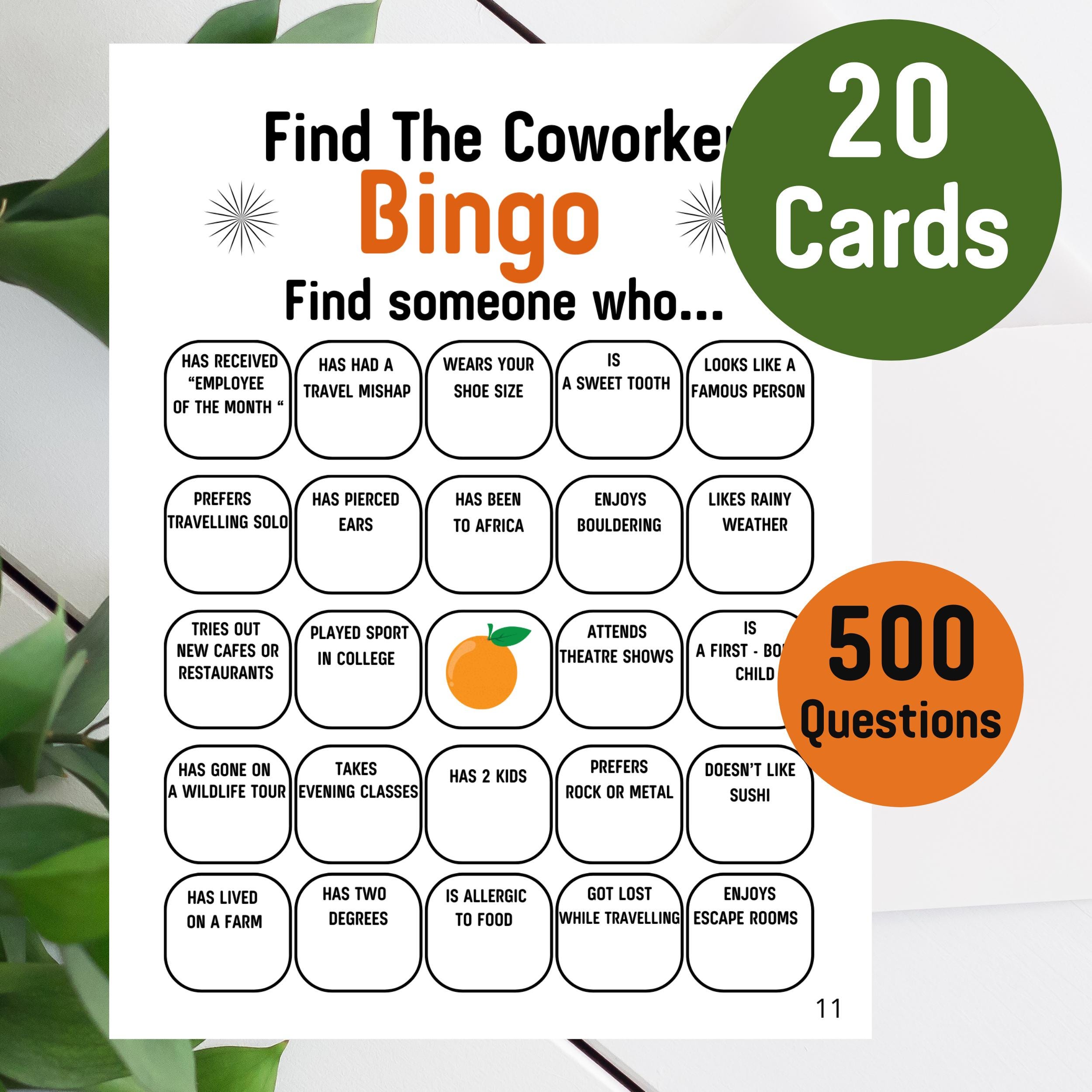 Coworker Bingo | Team Building Games | Team Building |employee