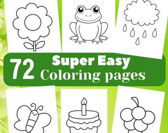 72 Easy Coloring Pages for Kids Toddlers Preschoolers| Simple Coloring Pages pdf |Toddlers Coloring Book| Homeschool Printable Kindergarten