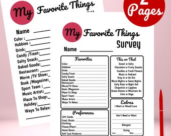Team Building Get to Know Me Questionnaire Printable|Employee Favorites|My Favorite Things List|Employee Favorites List|Team Building