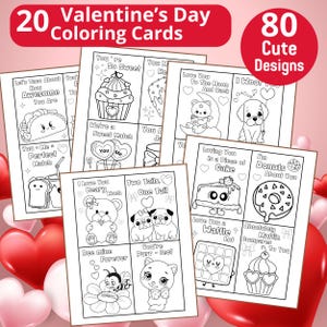 Valentinstag Malkarten | Valentinstag Printble| Kinder Valentinstag |  Wortspiel Valentinstag Karten|Klasse Valentinsgrüße|Valentinstag Malseiten