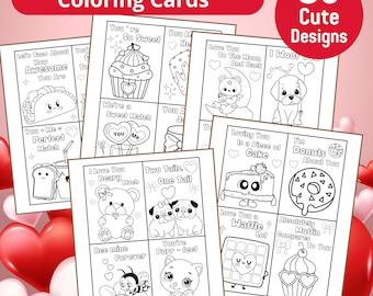 Valentines Day Coloring Cards | Valentines Printble| Kids Valentines|  Pun Valentines Day Cards|Class Valentines|Valentines ColoringPages
