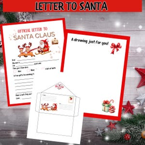 Weihnachtsmann Buchstabe |Kinder Wunschliste | Wichtelliste | Brief vom Weihnachtsmann | Lieber Weihnachtsmann Brief | Santa Cam|Einfach zu druckende Briefe an den Weihnachtsmann