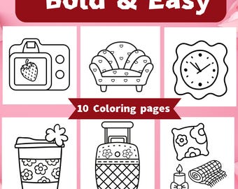 Bold and Easy Coloring Pages | Simple Coloring Pages Download | Cozy Girl Coloring Pages|Cute Coloring Book| Cozy Scene Coloring Pages