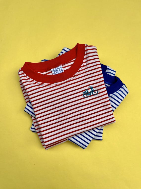 Maglietta per bambini con strisce da marinaio Ricamo di