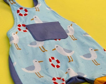 Salopette bio Seagull / romper unisexe / bébé garçon fille / salopette unisexe / salopette / nouveau-né 2 ans / vêtements bébé / bio / jersey