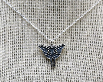 Luna Moth pendant necklace with Sterling Silver 18in chain