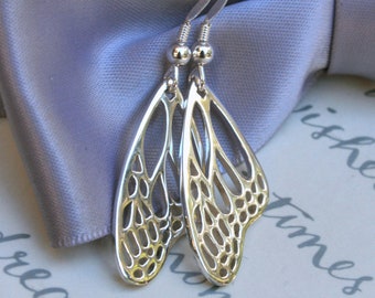 Monarch Butterfly Wing earrings, Sterling Silver, very detailed design