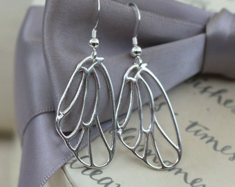 Large Butterfly Wing outline earrings using all Sterling Silver components