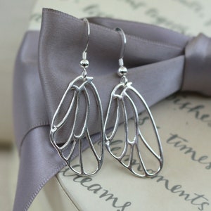 Large Butterfly Wing outline earrings using all Sterling Silver components