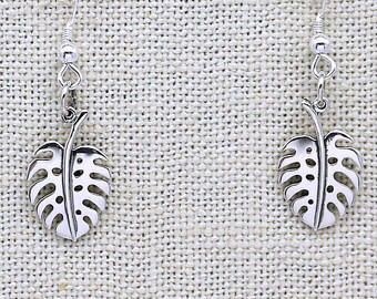 Monstera Leaf earrings, all Sterling Silver components