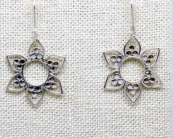 Sterling Silver Lotus Flower earrings - All Sterling components