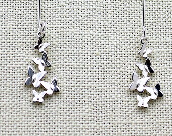 Butterfly cluster Sterling silver earrings