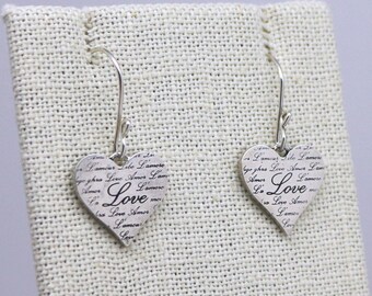 Love and Amour, Etched Sterling Silver earrings