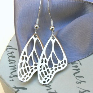 Monarch Butterfly Wing earrings, Sterling Silver, very detailed design image 2