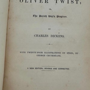 Oliver Twist, Charles Dickens, 1846 Edition Rare Early edition book