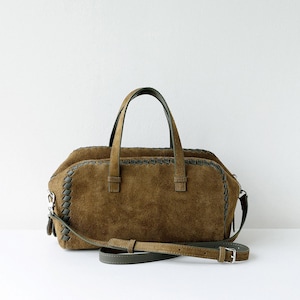 Bolso de hombro de ante, bolso de mano de piel auténtica, bolso minimalista con asa superior Olive Brown