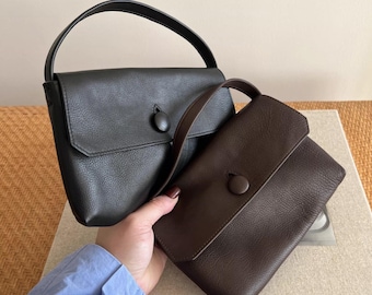 Small Handbag,Genuine Leather Top Handle Bag,Minimal Purse