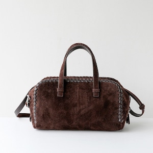 Bolso de hombro de ante, bolso de mano de piel auténtica, bolso minimalista con asa superior Dark Brown