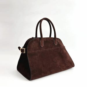 Minimalistische Tragetasche, große Wildleder Handtasche, Top Griff Tasche, Zeitlose Ledertasche