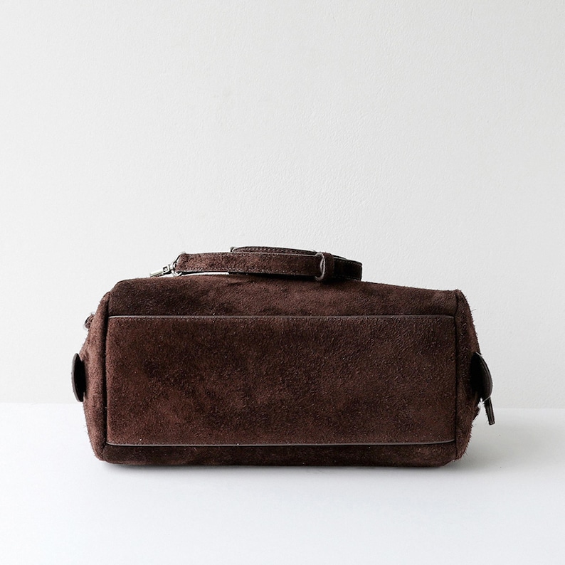 Bolso de hombro de ante, bolso de mano de piel auténtica, bolso minimalista con asa superior imagen 13