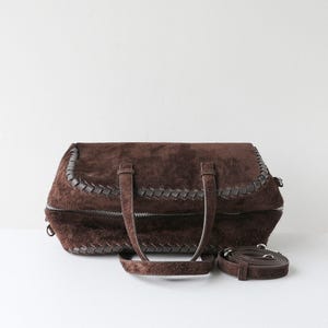 Bolso de hombro de ante, bolso de mano de piel auténtica, bolso minimalista con asa superior imagen 12