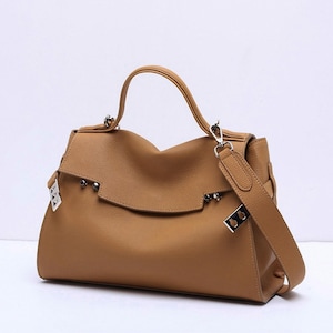 Genuine Leather Top Handle Bag, Women&#39;s Shoulder Bag, Minimalist Tote Bag