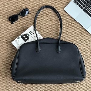 Große Leder Tragetasche, Damen Rindsleder Umhängetasche, Minimalistische Lederhandtasche