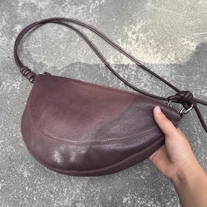 Croissant Shoulder Bags, Lambskin Croissant Bag, Leather Sling Bag