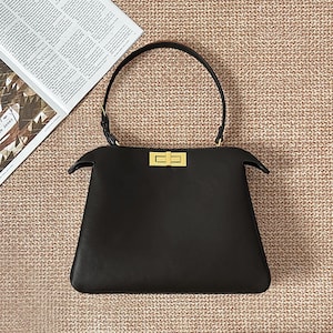Minimal Leather Handbag, Cow Split Leather Tote Bag, Design Shoulder Purse