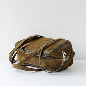 Bolso de hombro de ante, bolso de mano de piel auténtica, bolso minimalista con asa superior imagen 8